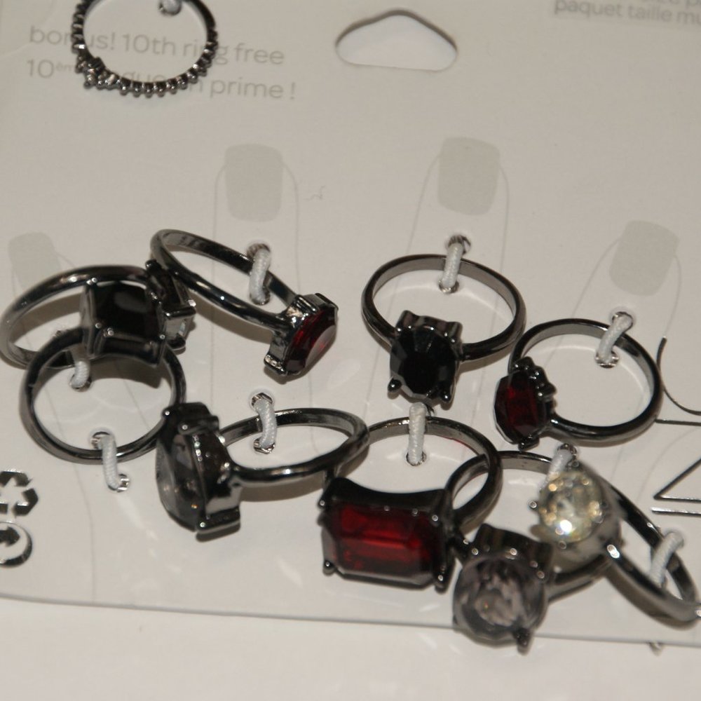New HEMATITE GOTHIC GLAM RINGS - 10 PACK NWT - Picture 4 of 6